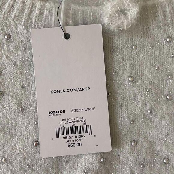 NWT APT.9 White soft cozy sweater Crew Neck Long sleeve Size XXL - Picture 8 of 12